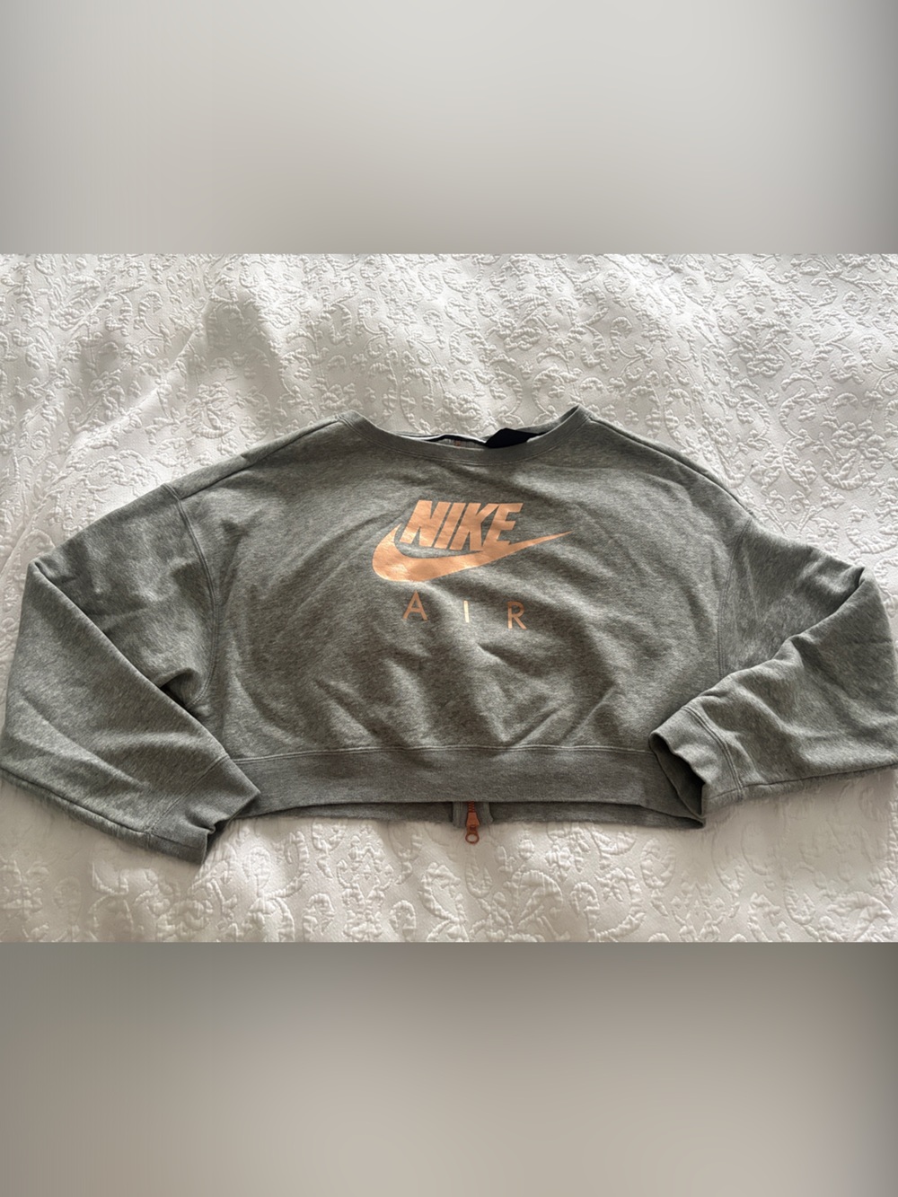 Nike Gray Sweatshirt with Rose Gold Swoosh & AIR Logo